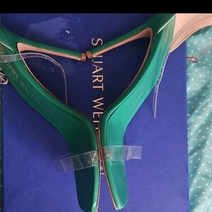 Stuart Weitzman Green With Clear Straps Leather Pointed Heels